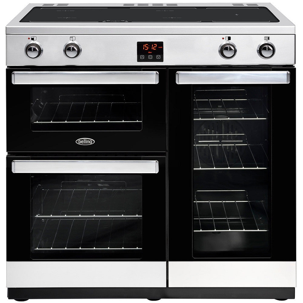 Belling Cookcentre 90Ei Electric Induction Hob Range Cooker Stainless Steel - Moores Appliances Ltd.