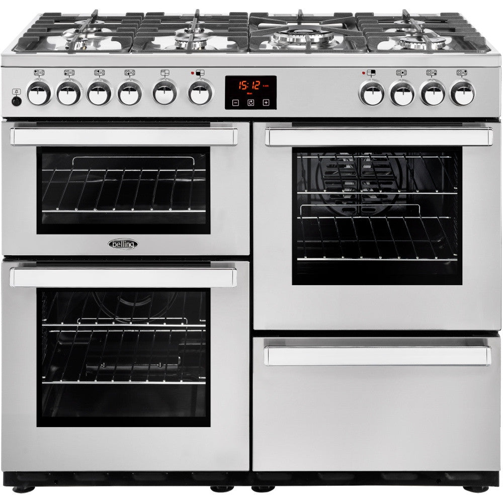Belling Cookcentre 100DF Professional Dual Fuel Range Cooker Stainless Steel - Moores Appliances Ltd.