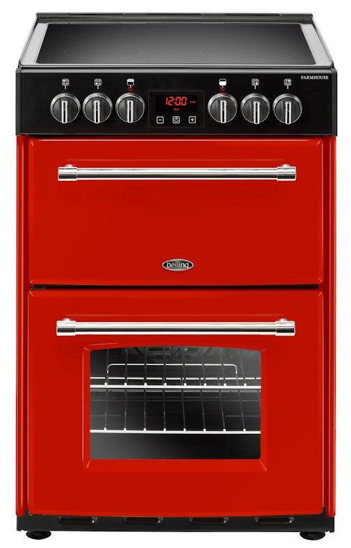 Belling Farmhouse 60E 60cm Electric Cooker with Ceramic Hob - Red