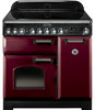 Rangemaster Classic Deluxe CDL90EICY/C 90cm Electric Range Cooker with Induction Hob - Cranberry/Chrome Trim