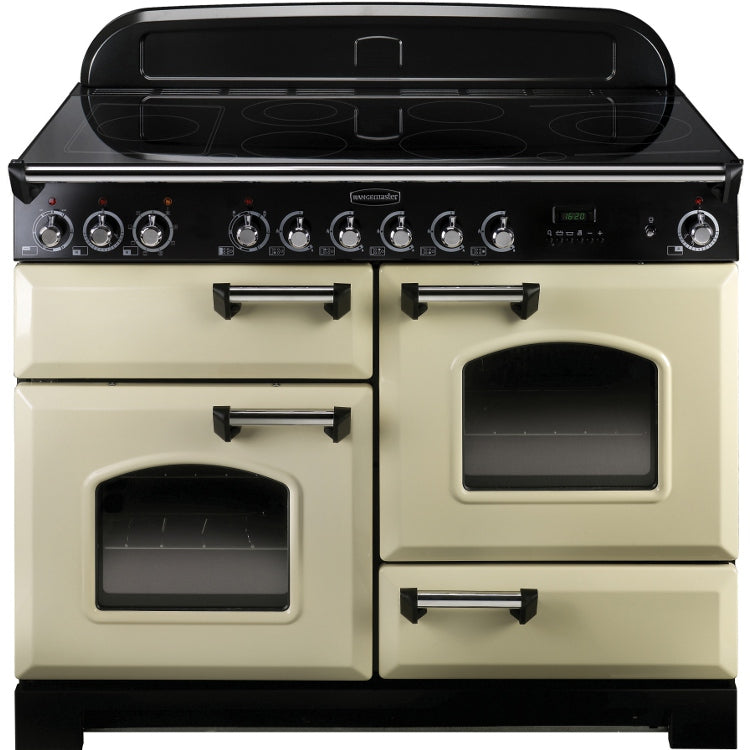Rangemaster Classic Deluxe CDL110EICR/C 110cm Electric Range Cooker with Induction Hob - Cream/Chrome Trim
