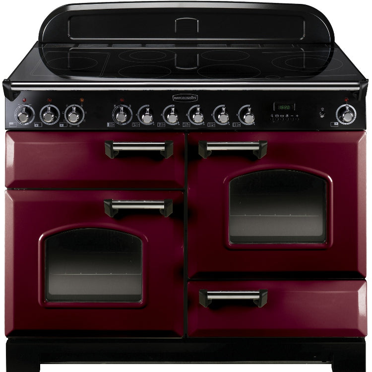 Rangemaster Classic Deluxe CDL110EICY/C 110cm Electric Range Cooker with Induction Hob - Cranberry/Chrome Trim