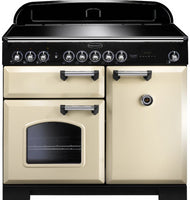 Rangemaster Classic Deluxe CDL100EICR/C 100cm Electric Range Cooker with Induction Hob - Cream/Chrome Trim