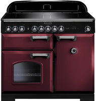 Rangemaster Classic Deluxe CDL100EICY/C 100cm Electric Range Cooker with Induction Hob - Cranberry/Chrome Trim