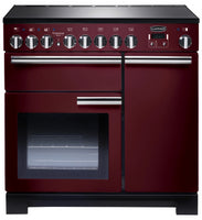 Rangemaster Professional Deluxe PDL90EICY/C 90cm Electric Range Cooker with Induction Hob - Cranberry/Chrome Trim