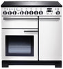 Rangemaster Professional Deluxe PDL90EIWH/C 90cm Electric Range Cooker with Induction Hob - White/Chrome Trim
