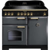 Rangemaster Classic Deluxe CDL100EISL/B 100cm Electric Range Cooker with Induction Hob - Slate/Brass Trim