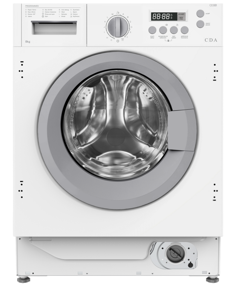 CDA CI381 8Kg Integrated Washing Machine 1400 rpm - White - B Rated
