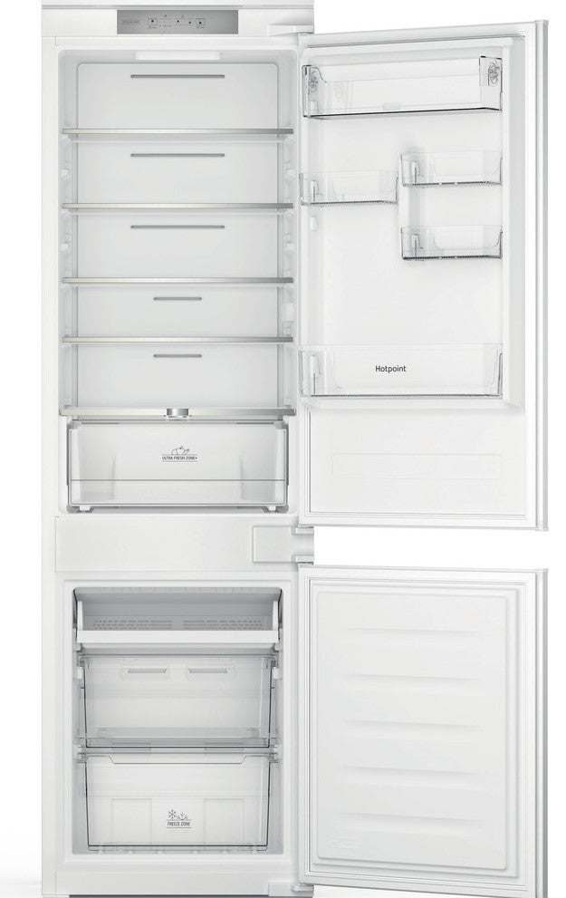 Hotpoint HTC18T311 Integrated Frost Free Fridge Freezer with Sliding Door Fixing Kit - White - F Rated