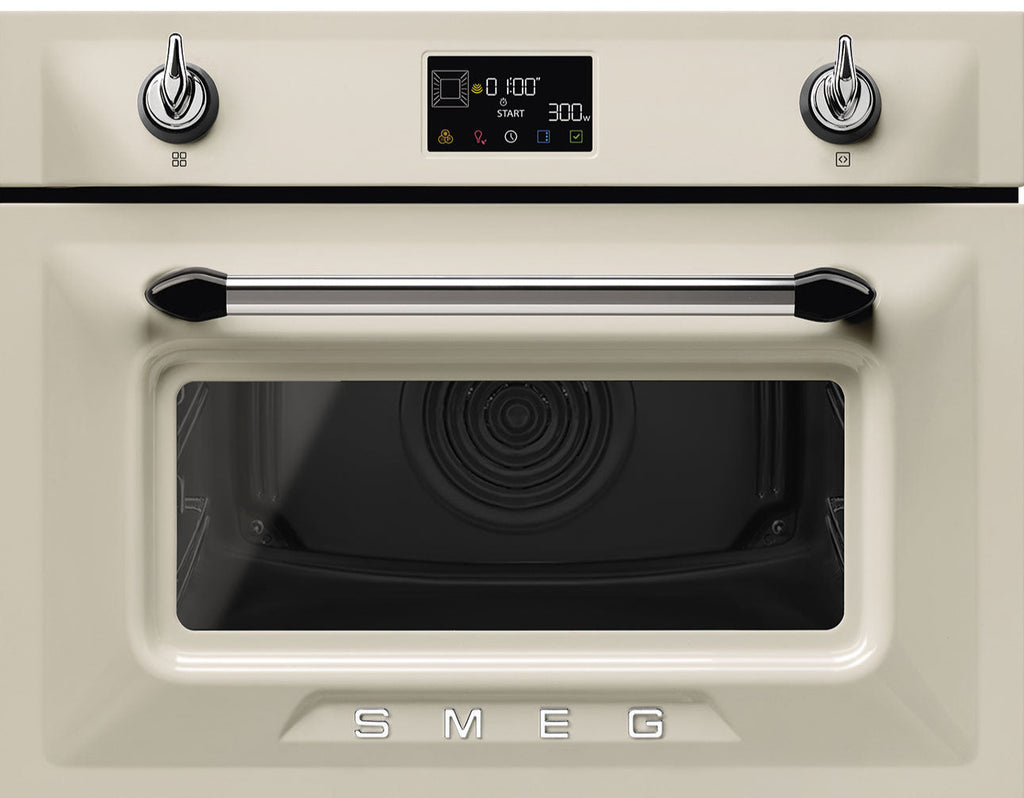 Smeg Victoria SO4902M1P  Built In Compact Electric Single Oven with Microwave Function - Cream