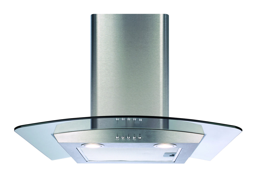 CDA ECP62SS 60cm Curved Glass Hood Stainless Steel - Moores Appliances Ltd.