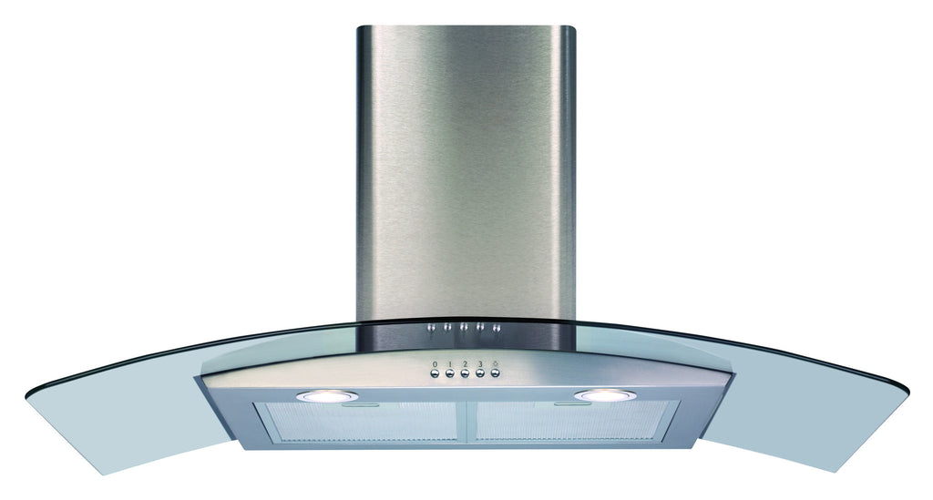 CDA ECP92SS 90cm Curved Glass Hood Stainless Steel - Moores Appliances Ltd.