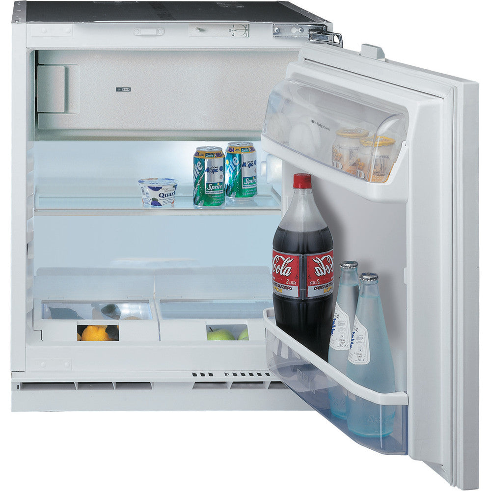 Hotpoint HFA11 60cm Integrated Undercounter Fridge with Ice Box - Fixed Door Fixing Kit - White - F Rated