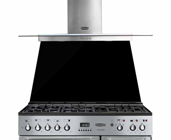 Glass Ranger Master Rangemaster Toledo TOLSP90MG/ 90cm Glass Splashback - Metallic Black ...