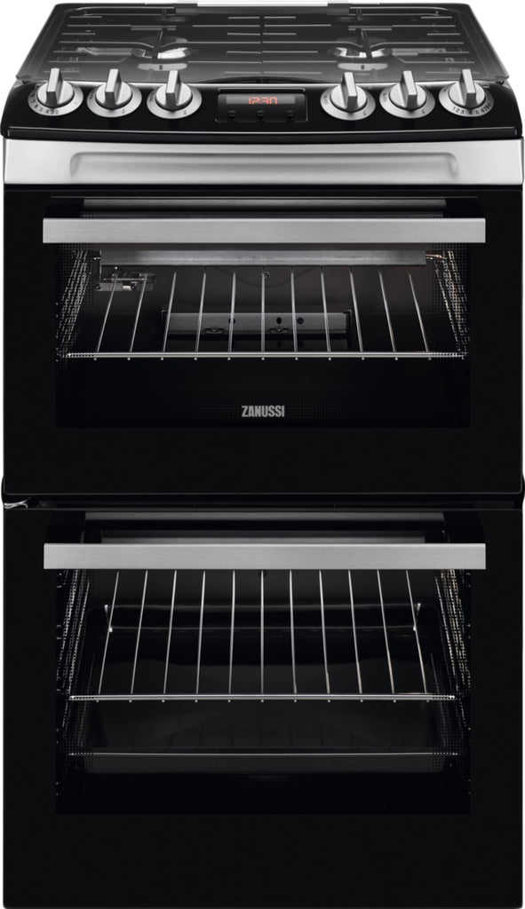 Zanussi ZCG43250XA 55cm Gas Cooker with Full Width Electric Grill - Stainless Steel